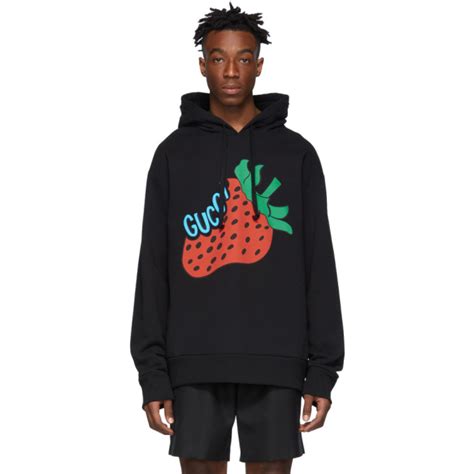 gucci strawberry hoodie black|gucci hoodie cost.